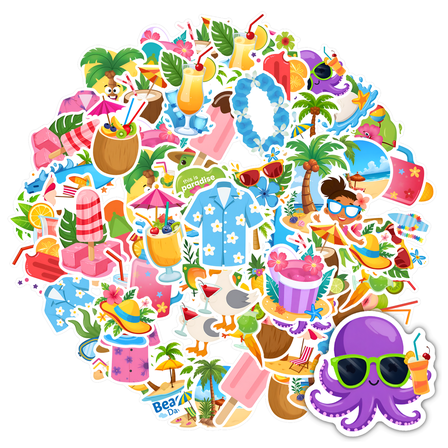 35pcs-50pcs Colorful Stickers Kids Stickers Tropical PVC Sticker Animal Waterproof Graffiti for Phone Laptop
