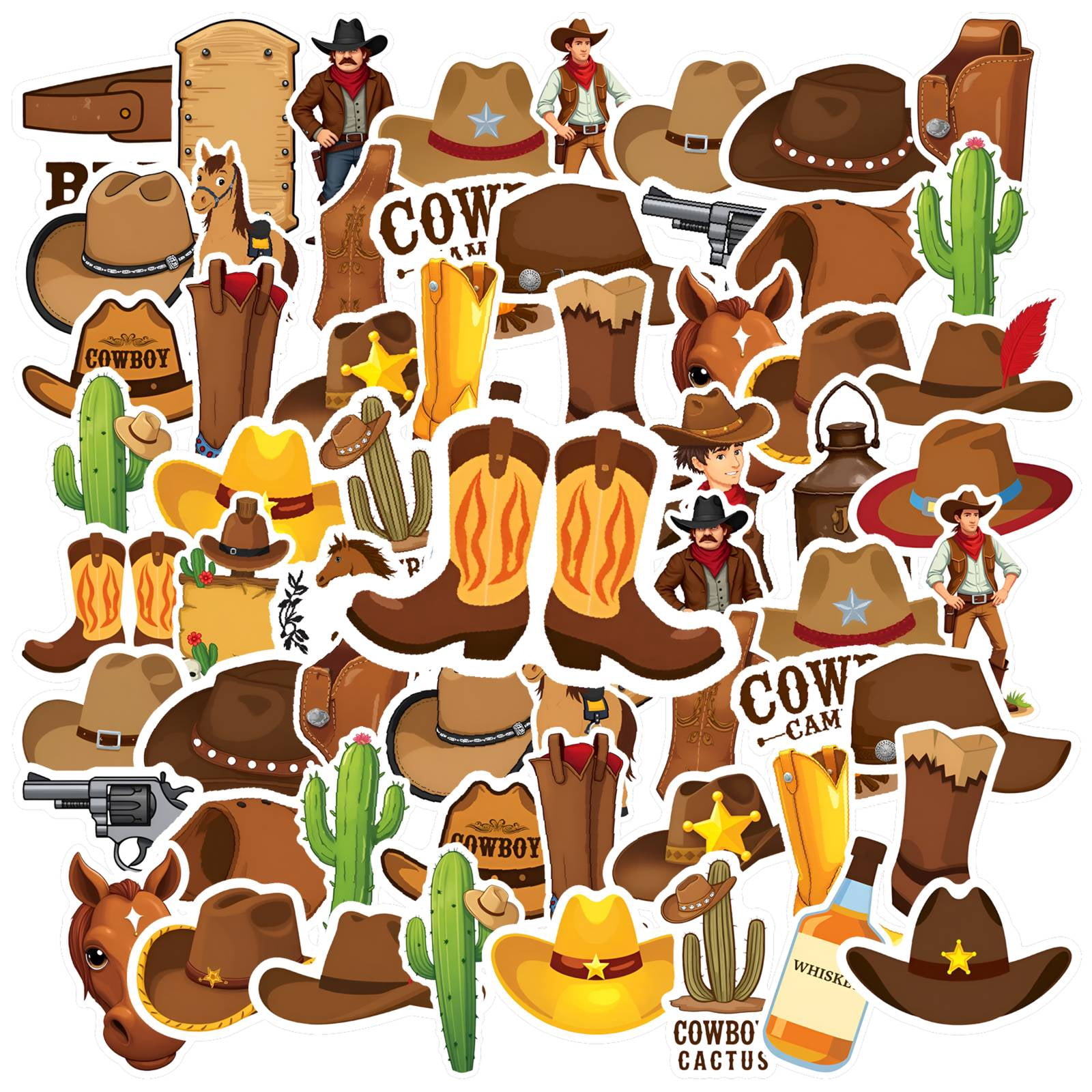 35pcs-50pcs Cowboy Stickers PVC Western Stickers Animal Stickers ...