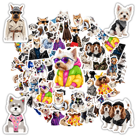 35pcs-50pcs Cuddly Dog Stickers Funny Stickers Stylish Stickers for Laptops Notebooks Suitcases