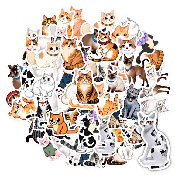 35pcs-50pcs Cuddly Stickers Cats Adorable Stickers PVC Stickers for Laptops Notebooks Suitcases