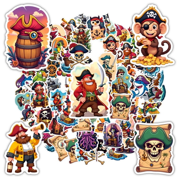 35pcs-50pcs Cuddly Stickers Stationery Stickers Pirate Decals Kids Stickers for Luggage Laptop Suitcase