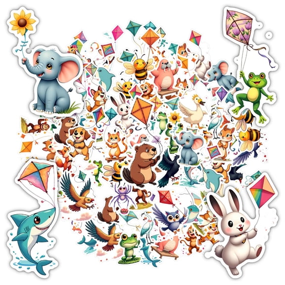 35pcs-50pcs Cute Animal Decals Cartoon Funny Stickers Kids Stickers for Luggage Phone Notebook