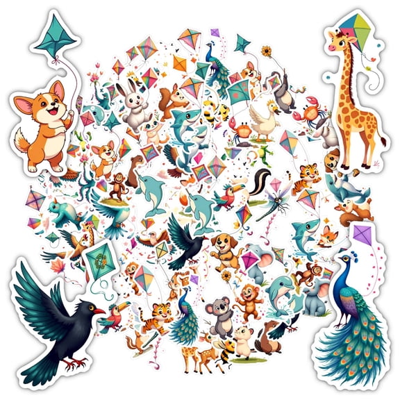 35pcs-50pcs Cute Animal Decals Cartoon Funny Stickers Kids Stickers for Luggage Phone Notebook