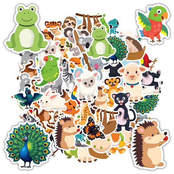 35pcs-50pcs Cute Animal Stickers Cartoon Kids Stickers Funny Stickers for Suitcases Notebooks Laptops