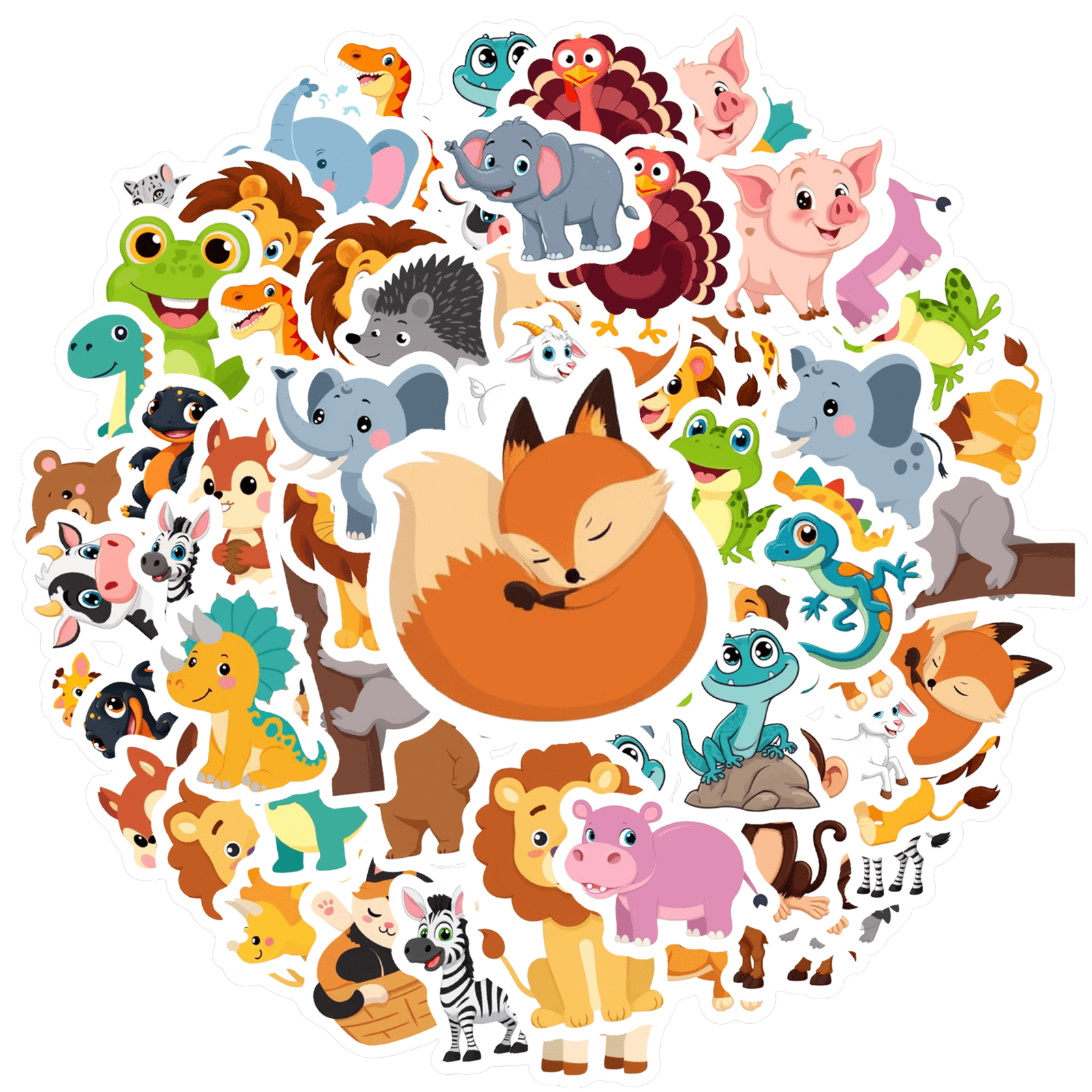 Comic Sticker Zoo 35pcs-50pcs Cute Animal Stickers Cartoon Zoo Sticker Pack for Phone ...