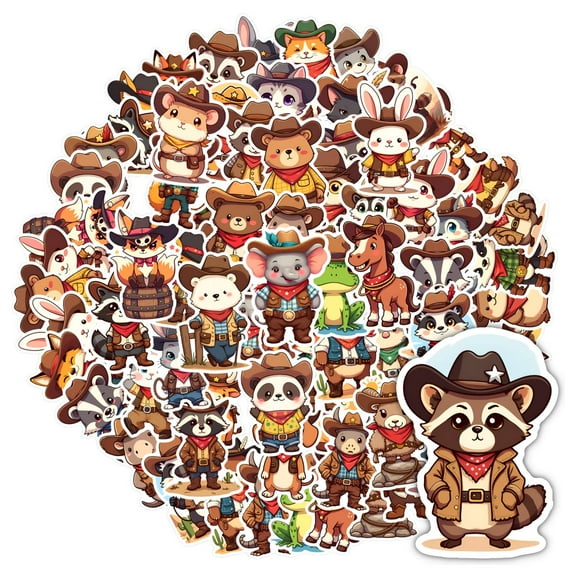 35pcs-50pcs Cute Animal Stickers Cowboy Character Stickers PVC Stickers for Laptops Notebooks Suitcases