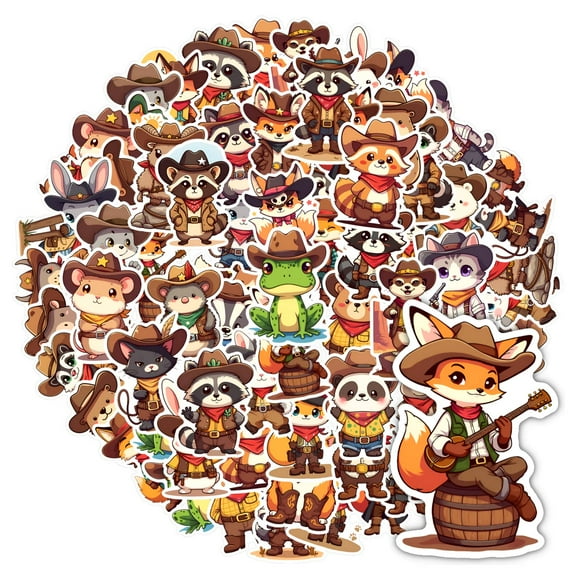 35pcs-50pcs Cute Animal Stickers Cowboy Character Stickers PVC Stickers for Laptops Notebooks Suitcases