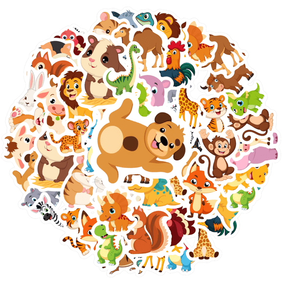 35pcs-50pcs Cute Animal Stickers Funny PVC Stickers Kids Sticker Pack for Suitcase Laptop Phone