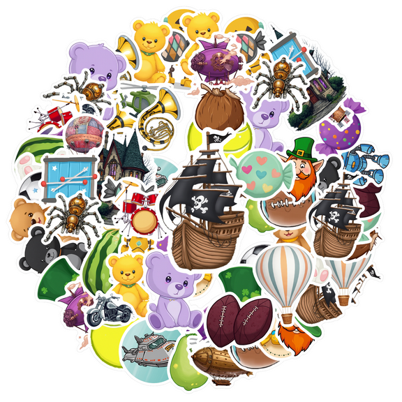 35pcs-50pcs Cute Animal Stickers Robot PVC Stickers Fantasy Decals for Phone Laptop