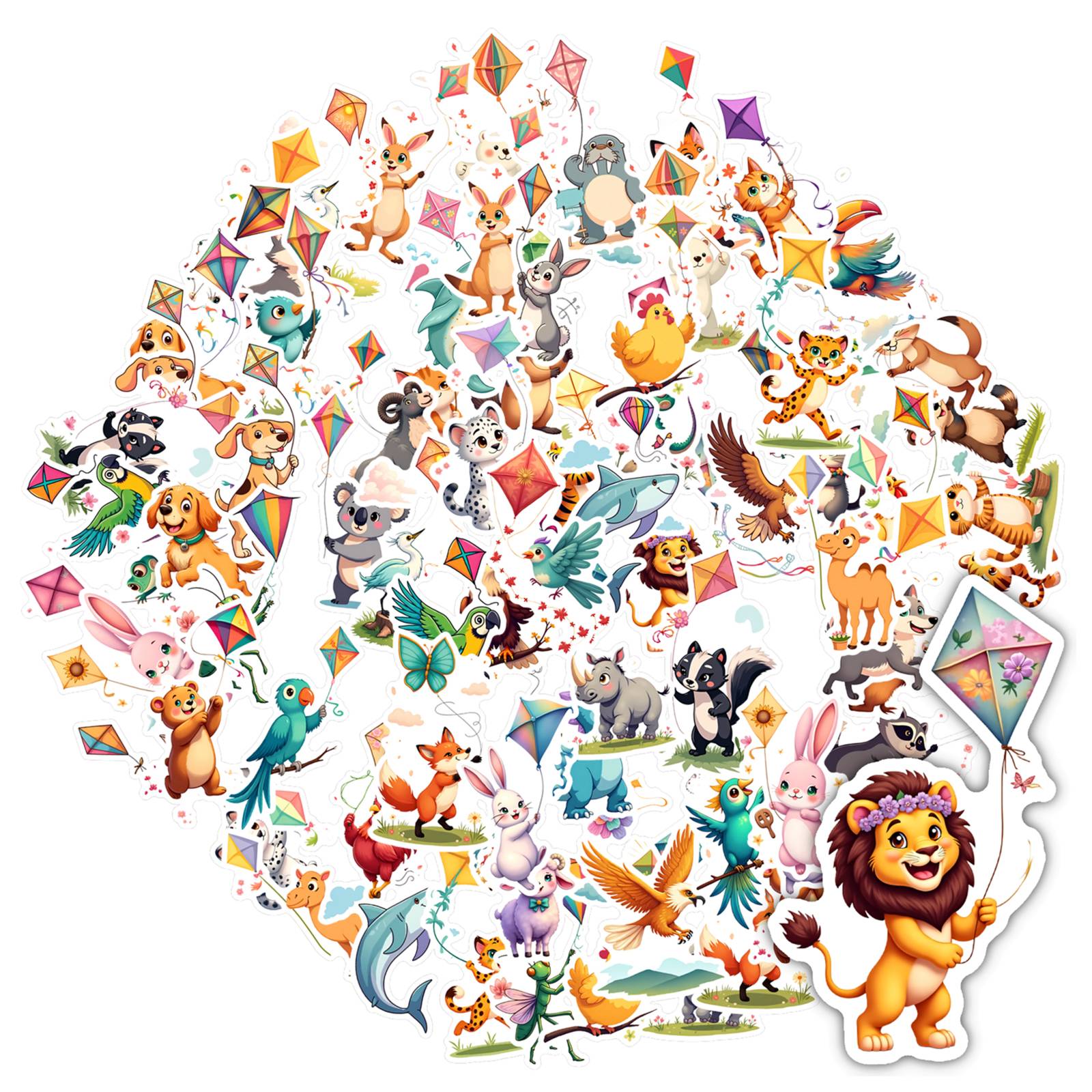 35pcs-50pcs Cute Animal Stickers Stationery Stickers Kawaii Kids ...