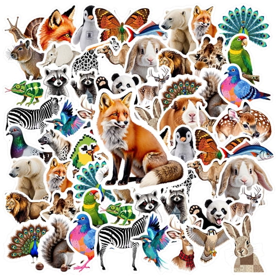 35pcs-50pcs Cute Animal Stickers Wildlife Stickers Nature DIY Stickers for Luggage Notebooks Suitcases