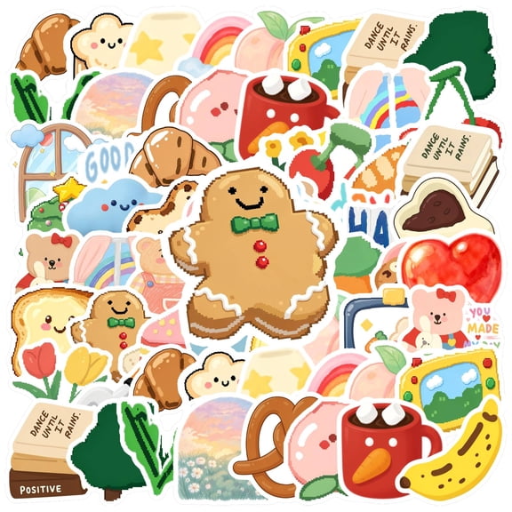 35pcs-50pcs Cute Bear Stickers Cartoon Fruit Stickers Deco Food Stickers for Laptops Notebooks Suitcases