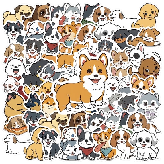 35pcs-50pcs Cute Dog Stickers Animal Cartoon Stickers Funny Children Stickers for Laptops Notebooks Suitcases