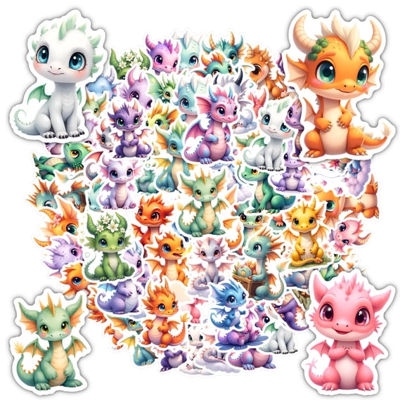 35pcs-50pcs Cute Dragon Stickers Fantasy DIY Stickers Children Stickers for Phone Suitcase Laptop
