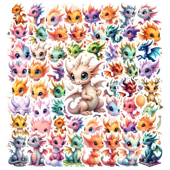 35pcs-50pcs Cute Dragon Stickers Mythical Animal Dragon Stickers Fantasy Stickers for Laptop Phone Fridge