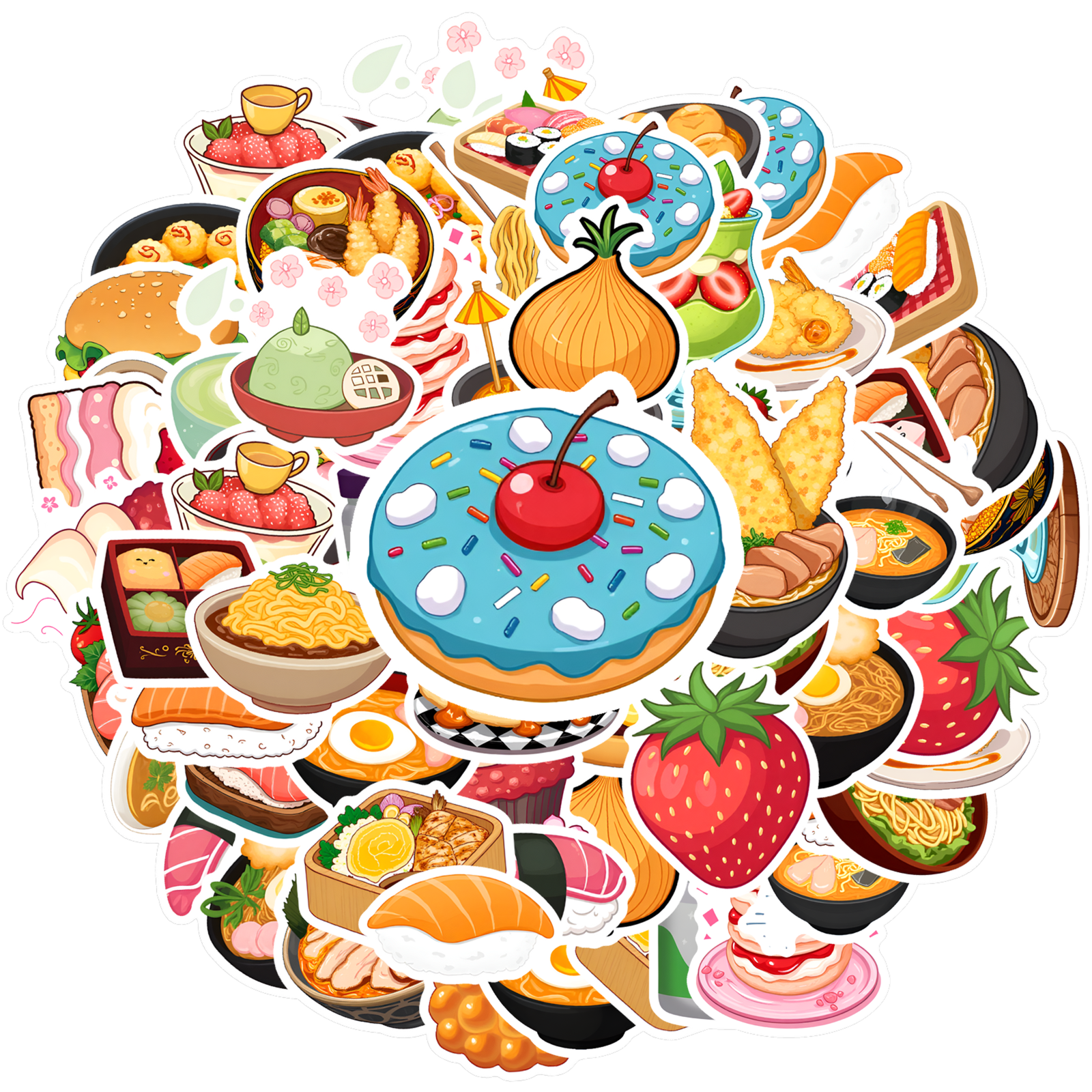 Snack Sticker 35pcs-50pcs Cute Food Stickers Cartoon Beverage Decals Funny Snack ...