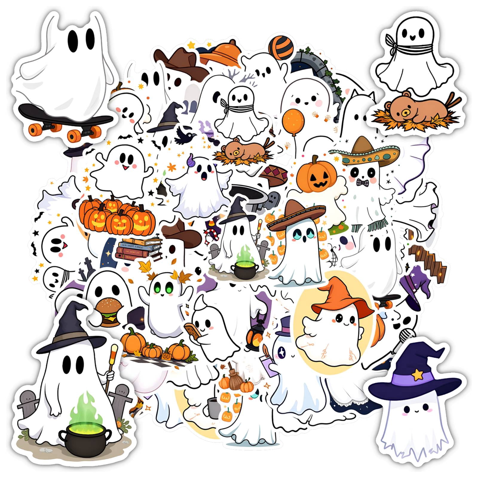 35pcs-50pcs Cute Ghost Stickers Halloween Stickers Ghost Cartoon Decals ...