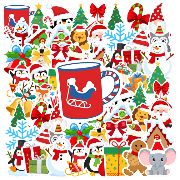 35pcs-50pcs Cute Penguin Stationery Stickers Festive Animal Teacher Reward Stickers for Laptops Notebooks Suitcases