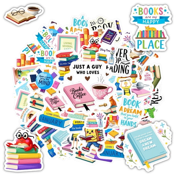 35pcs-50pcs Cute Reading Stickers Book Animal Stickers Inspirational Quote Stickers for Laptops Notebooks Suitcases