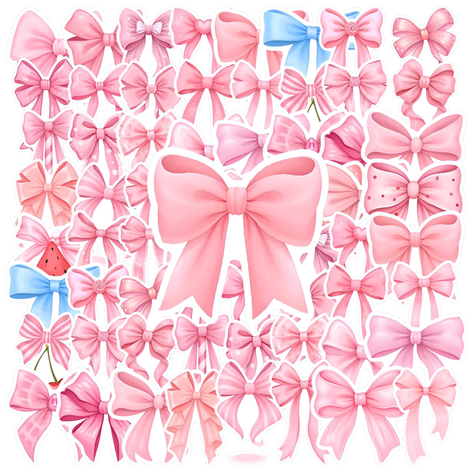 35pcs-50pcs Cute Ribbon Stickers Pink Bow Stickers Fun Stationery ...