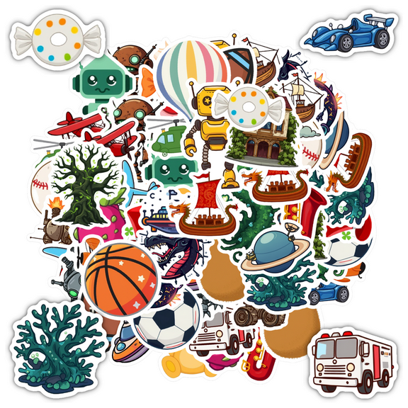 35pcs-50pcs Cute Robot Stickers Fantasy Decals Mythical Stickers Stickers Vehicle Stickers for Luggage Laptop Suitcase