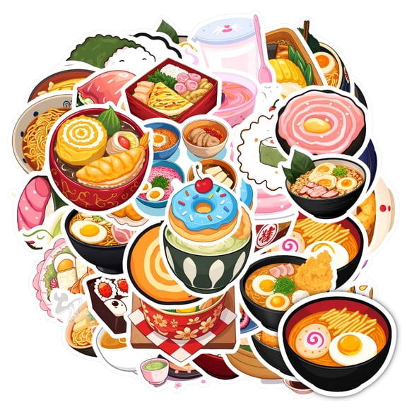 35pcs-50pcs Cute Stationery Stickers Decorative Food Stickers Sweets Decals for Laptops Notebooks Suitcases