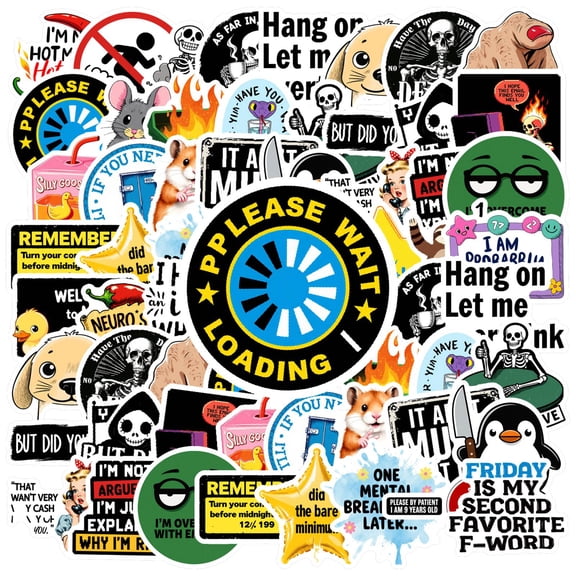 35pcs-50pcs Cute Stickers Animal Kids Stickers Quotes Decals Humor Graffiti Decals for Laptop Suitcase Phone