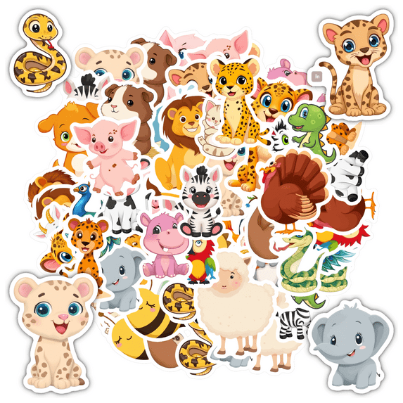 35pcs-50pcs Cute Stickers Animal Stickers Funny Stickers Kids Stickers for Laptops Notebooks Suitcases