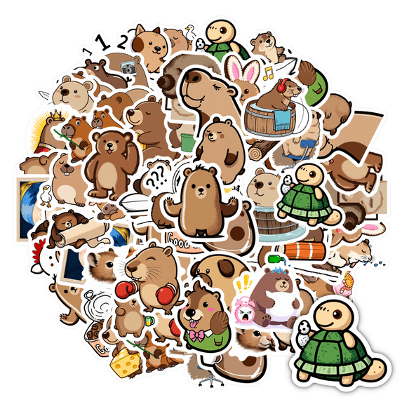 35pcs-50pcs Cute Stickers Bear Stickers Funny Stickers Animal Stickers for Laptops Notebooks Suitcases