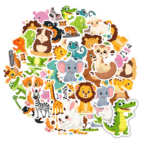 35pcs-50pcs Cute Stickers Children Stickers Fun Kids Stickers Animal Stickers for Laptop Suitcase Phone