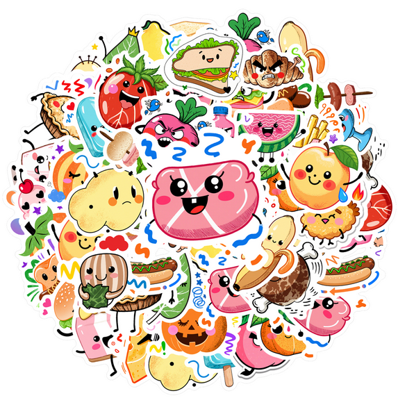 35pcs-50pcs Cute Stickers Food Stickers Funny Stickers Cartoon for Laptops Notebooks Suitcases