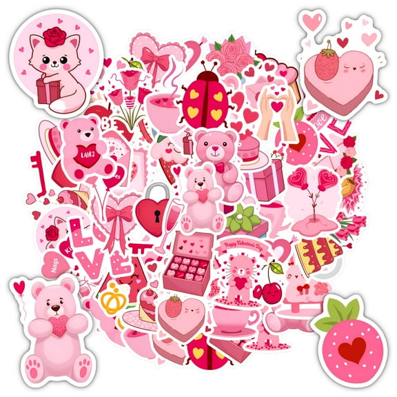 35pcs-50pcs Cute Stickers Kids Stickers Pink Stickers Teacher Reward Stickers Lovely Stationery Stickers for Laptops Suitcases