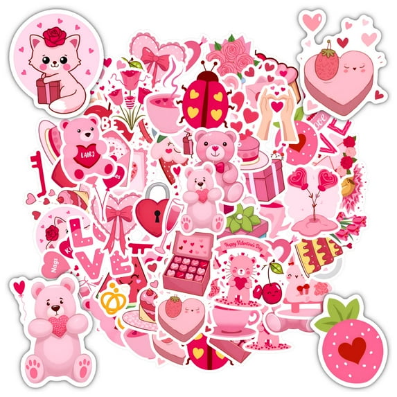 35pcs-50pcs Cute Stickers Kids Stickers Pink Stickers Teacher Reward Stickers Lovely Stationery Stickers for Laptops Suitcases