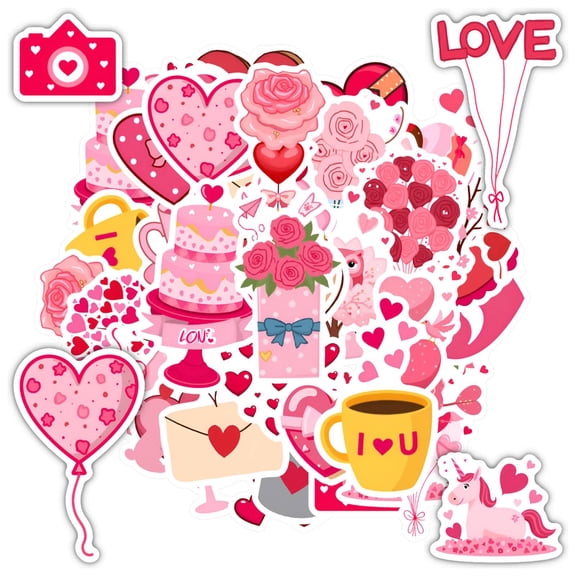 35pcs-50pcs Cute Stickers Kids Stickers Romantic Stationery Stickers Funny Heart Teacher Reward Stickers for Suitcase Laptop Phone
