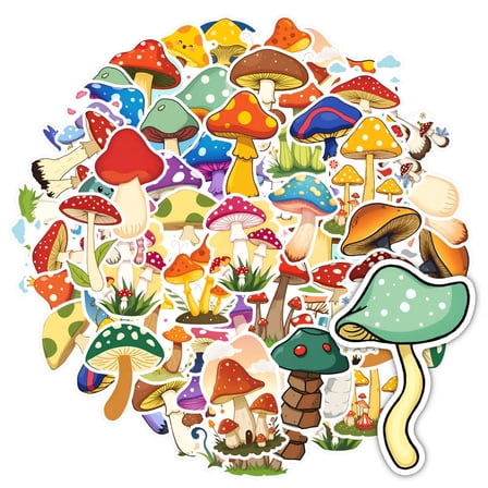 35pcs-50pcs Cute Stickers Mushroom Stickers Fantasy Stationery Stickers for Laptops Phone