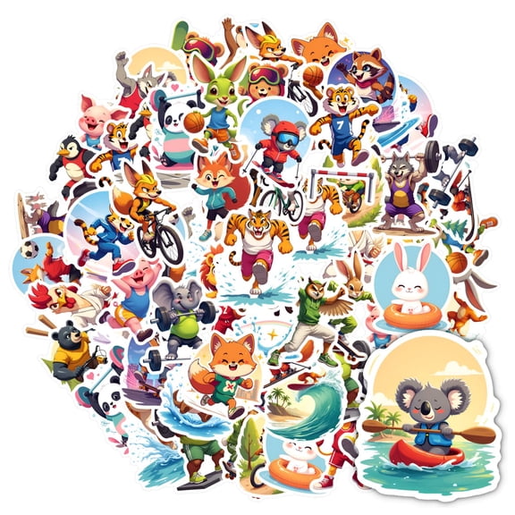 35pcs-50pcs Cute Stickers Stationery Stickers Adventure Animal Stickers Kids Stickers for Phone Laptop Suitcase