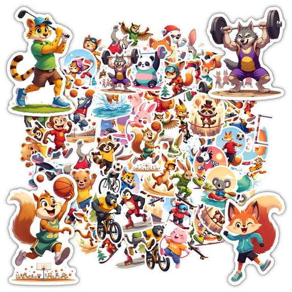35pcs-50pcs Cute Stickers Stationery Stickers Adventure Animal Stickers Kids Stickers for Phone Laptop Suitcase
