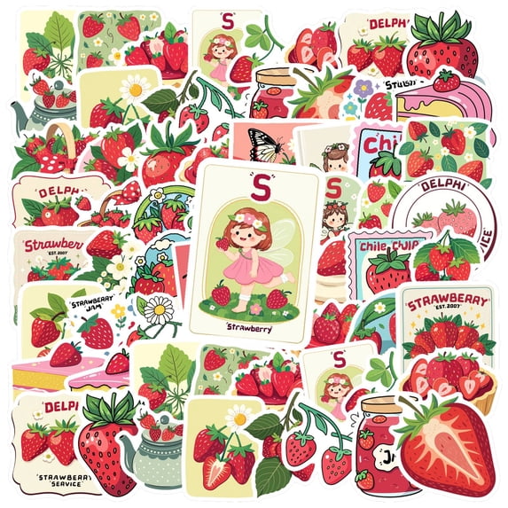 35pcs-50pcs Cute Stickers Strawberry Pack Pastry Stickers Decorative Kids Stickers for Luggage Fridge Notebooks