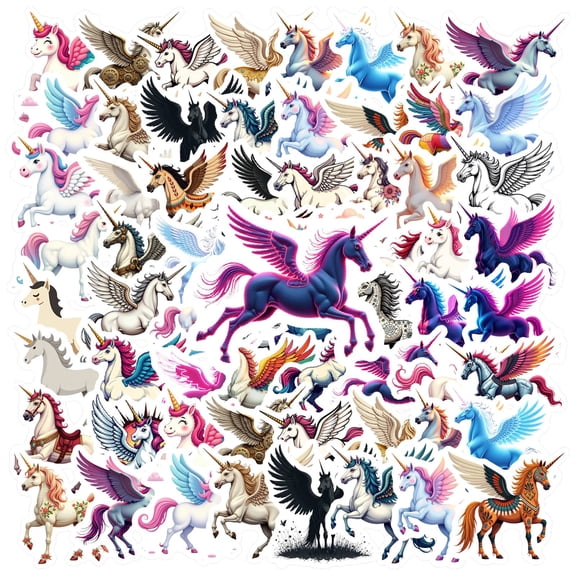 35pcs-50pcs Cute Stickers Unicorn Decals Pegasus Fantasy Creatures Kids Stickers for Luggage Phone Laptop