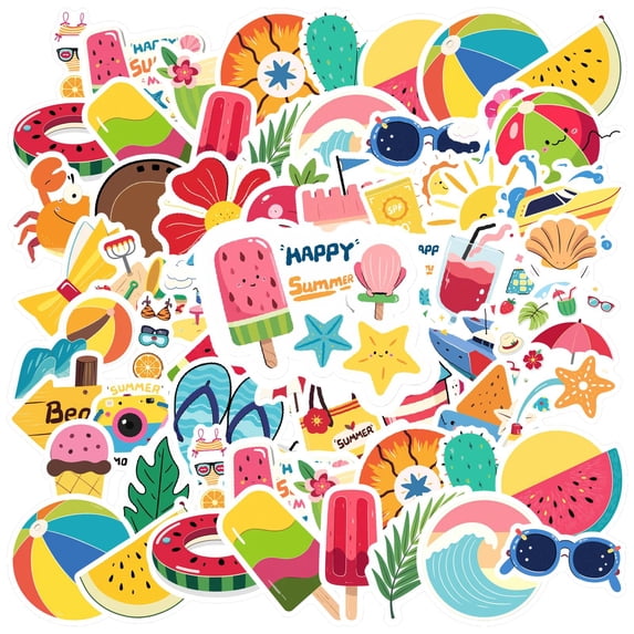 35pcs-50pcs Cute Summer Stickers Tropical Fruit Stationery Stickers Holiday Kids Stickers for Suitcase Phone Laptop