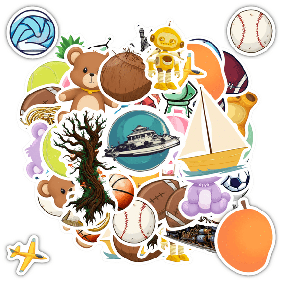 35pcs-50pcs Cute Teddy Bear Stickers Robot Stickers Balloon Stickers for Laptops Notebooks Suitcases