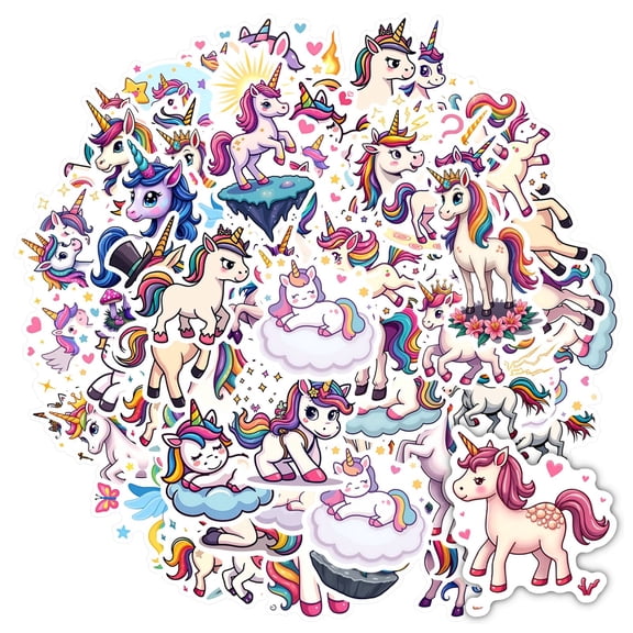 35pcs-50pcs Cute Unicorn Stickers Fantasy Mythical Creatures Stickers for Laptops Notebooks Suitcases