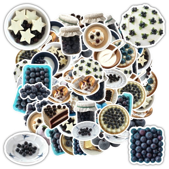 35pcs-50pcs Delicious Stationery Stickers Blueberry Dessert Kids Stickers DIY Stickers for Laptops Suitcase Decor