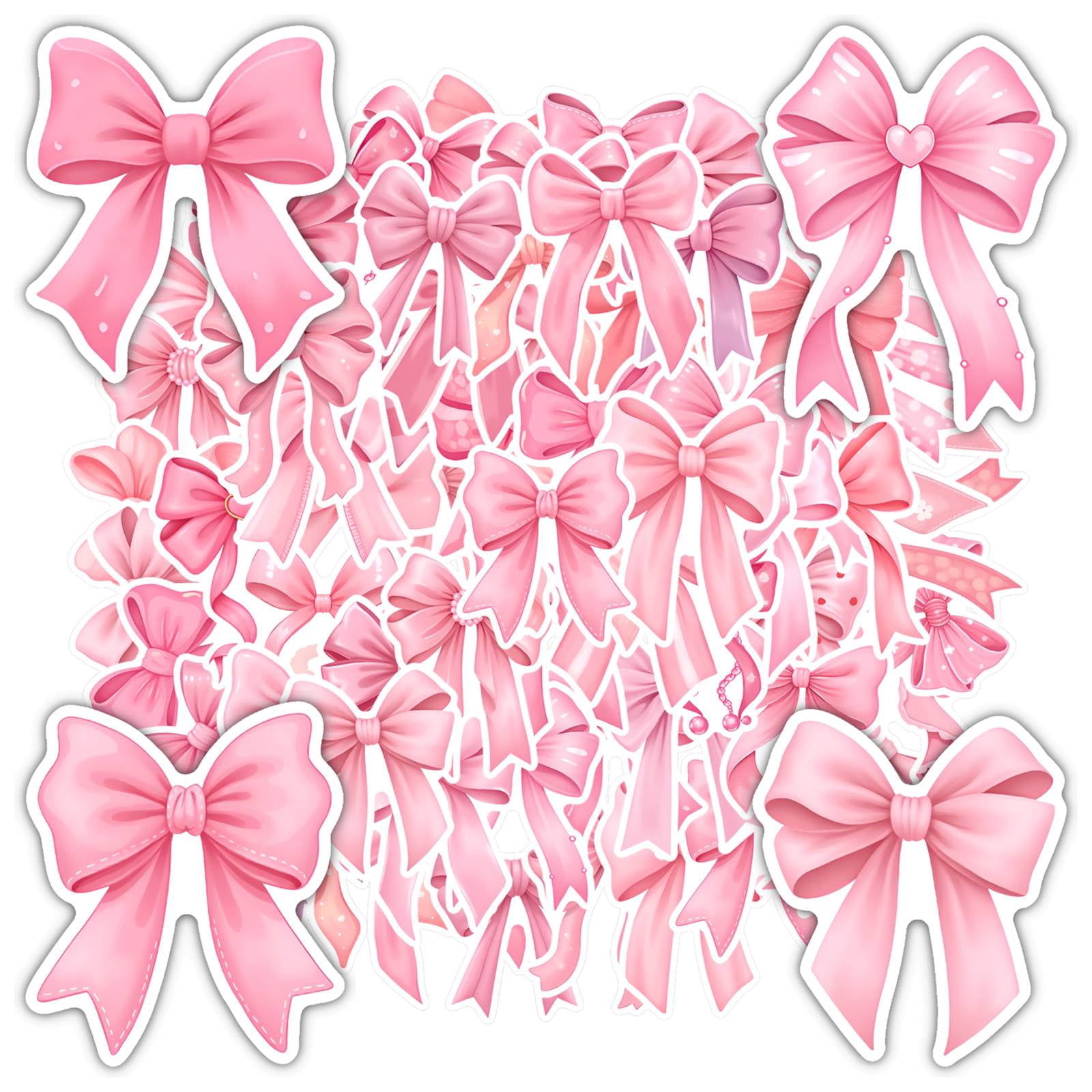 35pcs-50pcs Elegant Bow Stickers Pink Ribbon Kids Stickers DIY Stickers ...