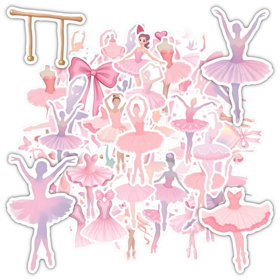 35pcs-50pcs Elegant Stationery Stickers Ballerina Teacher Reward Decals Ballet Waterproof Graffiti for Luggage Phone Suitcase