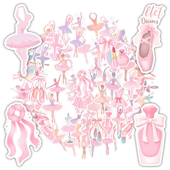 35pcs-50pcs Elegant Stationery Stickers Ballerina Teacher Reward Decals Ballet Waterproof Graffiti for Luggage Phone Suitcase