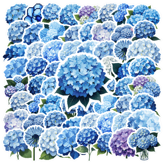 35pcs-50pcs Elegant Stickers Hydrangea Nature Stickers Floral Stickers for Laptops Suitcases