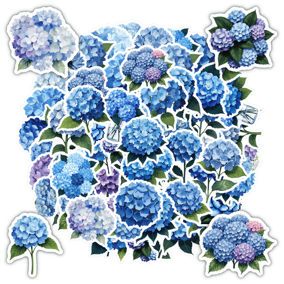 35pcs-50pcs Elegant Stickers Hydrangea Nature Stickers Floral Stickers for Laptops Suitcases