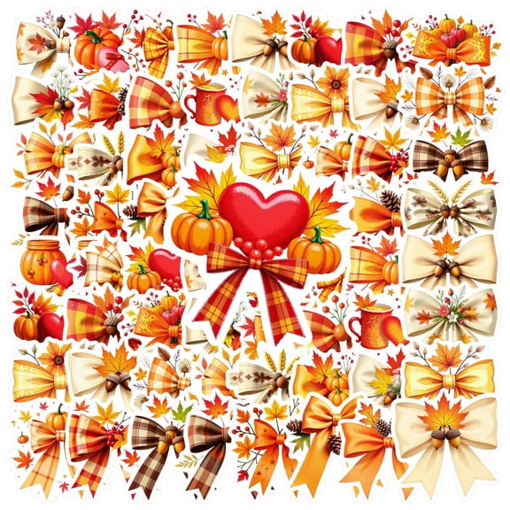 35pcs-50pcs Elegant Stickers Stationery Autumn Stickers Ribbon Bows Stickers for Laptops Suitcase Guitar