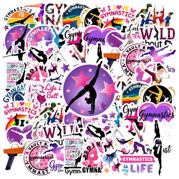 35pcs-50pcs Energetic Stationery Stickers Athletic Sports Stickers Dynamic Gymnastics Stickers for Phone Laptop Suitcase
